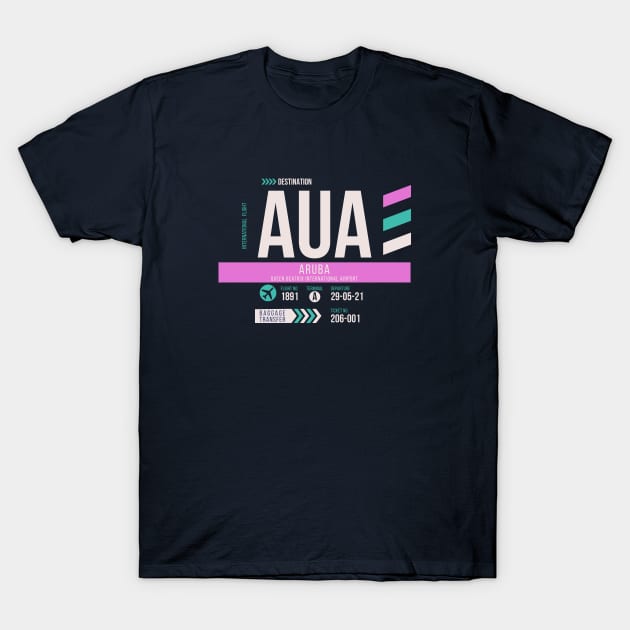 Aruba (AUA) Airport Code Baggage Tag T-Shirt by SLAG_Creative